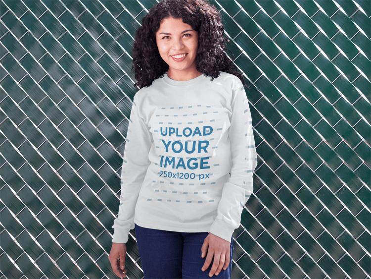 placeit front shot of a young girl wearing a long sleeved tee