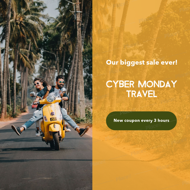 Placeit Travel Themed Ad Banner Maker For A Cyber Monday Coupon