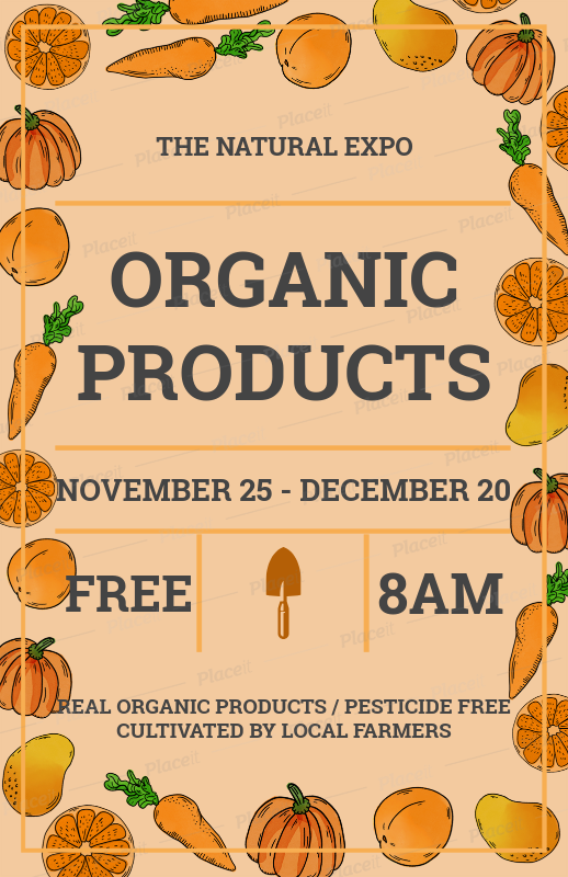 organic market flyer template orange theme 177d organic theme