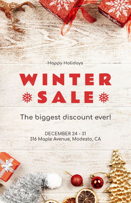 placeit christmas sale flyer maker with winter ornaments for a