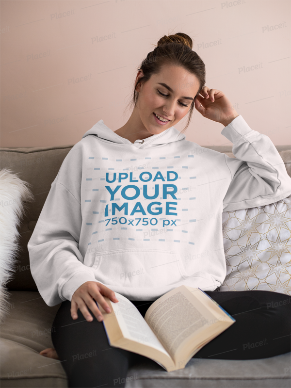 Placeit Mockup Of A Laid Back Woman Reading On A Couch
