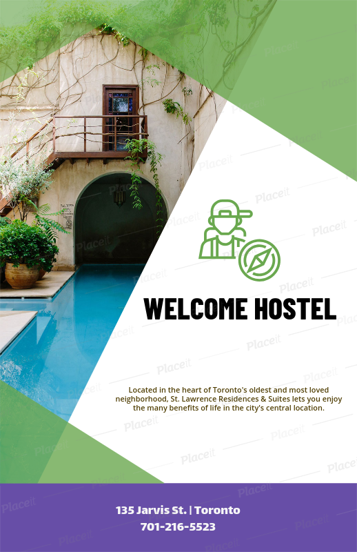 placeit flyer maker template for a youth hostel