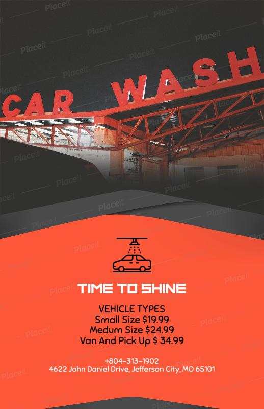 placeit flyer template maker for automatic car wash with car photos