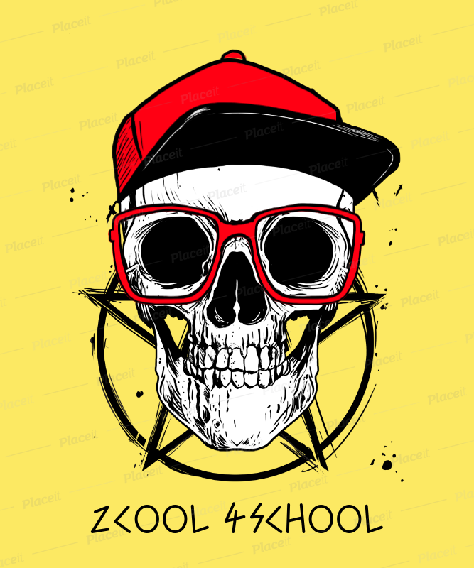 Placeit T Shirt Design Generator Featuring A Hipster Skull Graphic