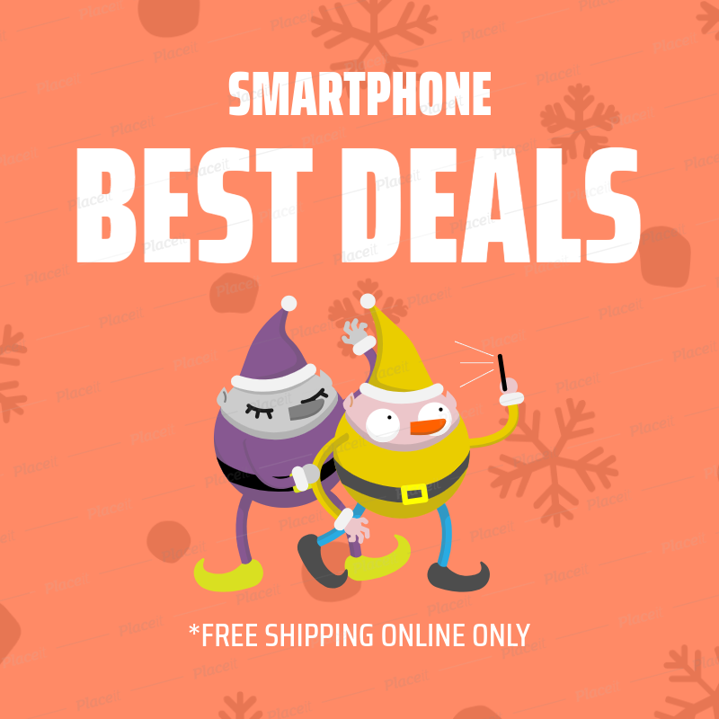 Placeit Christmas Ad Banner Maker Featuring Two Funny Elves Clipart