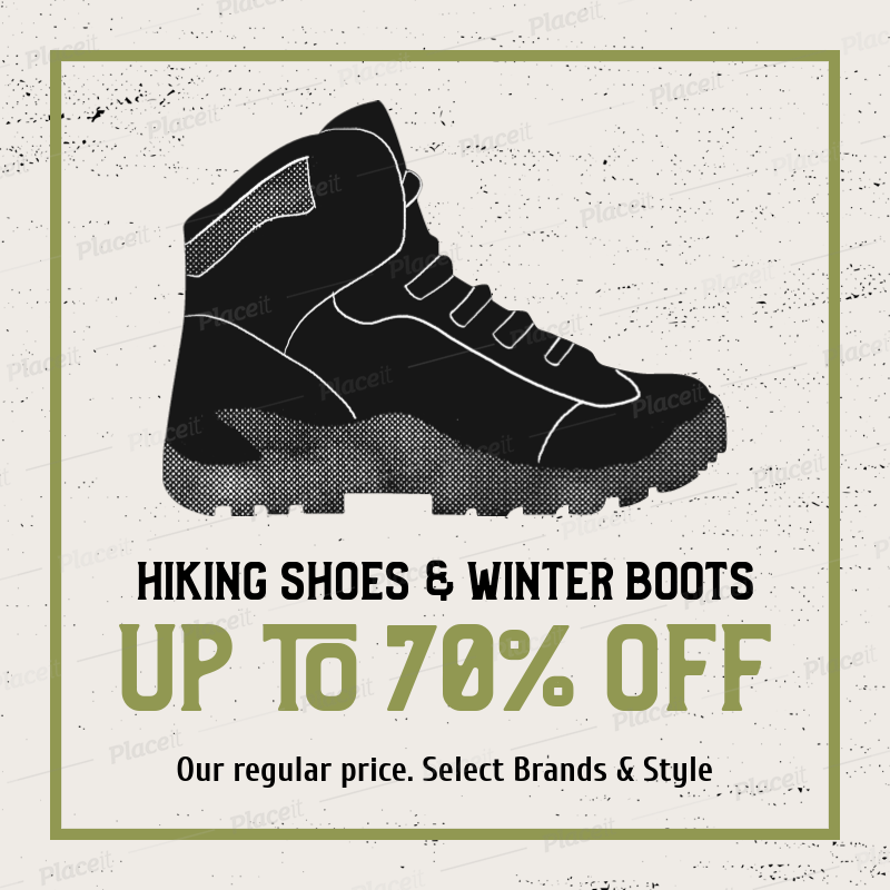 Placeit Facebook Post Generator Featuring A Hiking Boot Graphic