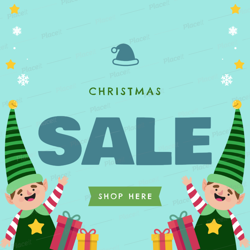 Placeit Christmas Sale Banner Maker With Elf Icons