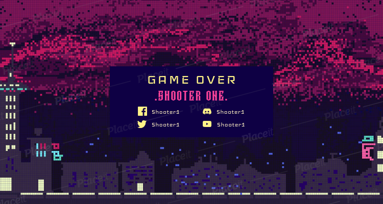 Placeit Pixel Art Twitch Banner Maker Featuring A Dark City