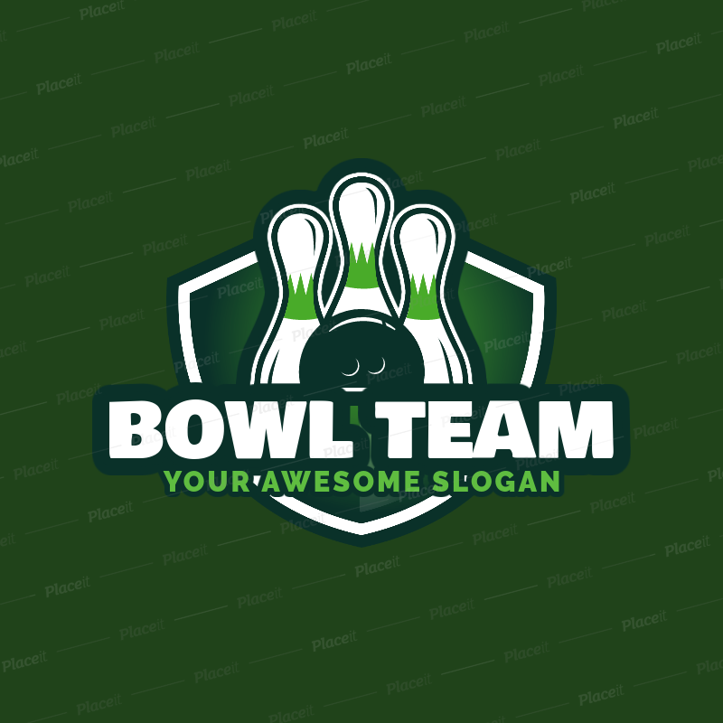 placeit bowling logo maker for bowling team with ball and pins