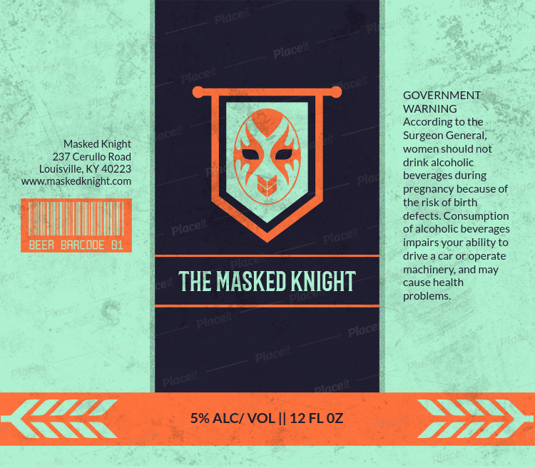 placeit beer label design template with wrestling art